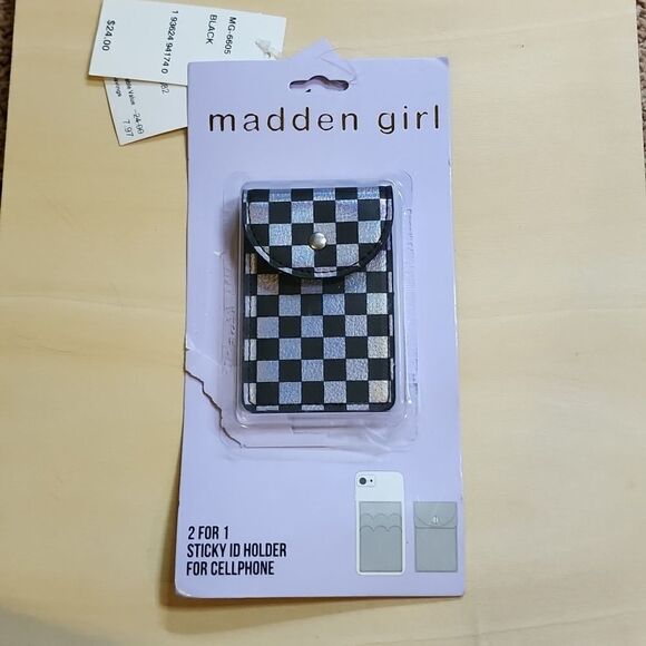 Madden Girl Checkered Cellphone ID holder (case is open but item is perfect). - Picture 1 of 3